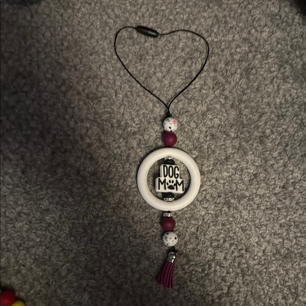 Dog Mom Keychain with Tassel